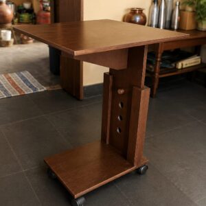 JEEVRIKSHA Height Adjustable Laptop Table with Wheels | Portable Wooden Study & Work Desk for Home & Office