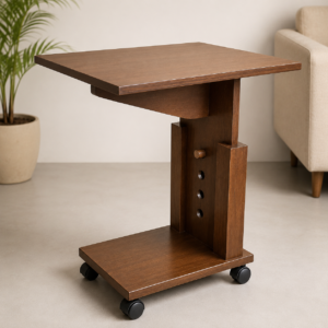 JEEVRIKSHA Height Adjustable Laptop Table with Wheels | Portable Wooden Study & Work Desk