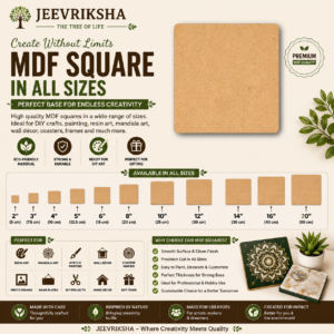 JEEVRIKSHA MDF Square Cutouts – 4mm | DIY Craft Base for Resin Art, Mandala Painting & Home Decor