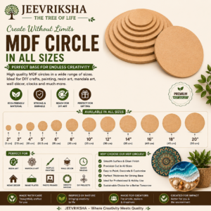 JEEVRIKSHA MDF Circle Cutouts – 4mm | DIY Craft Base for Resin Art, Mandala Painting & Home Décor